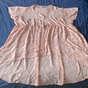 Pink feather hi low sheet dress. TORRID SZ 5